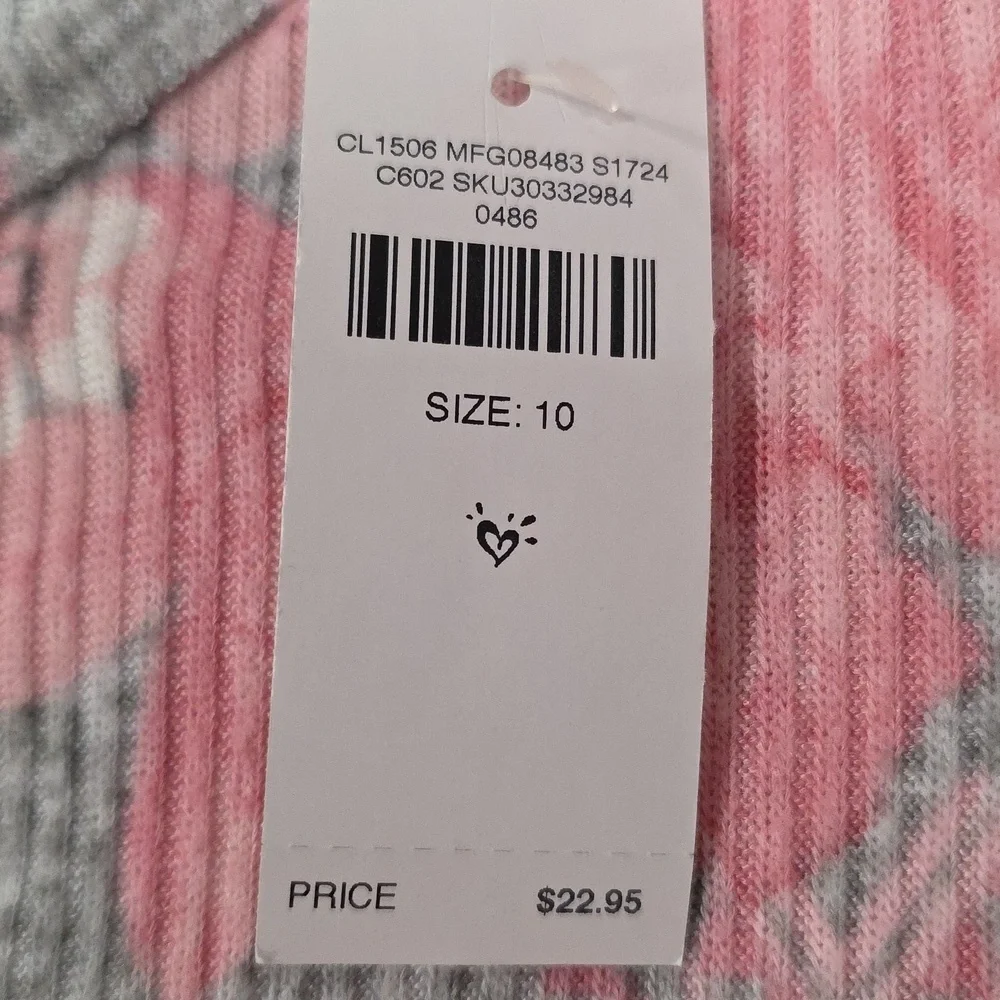 Justice Pink & Gray Floral Top. Size 10. NWT